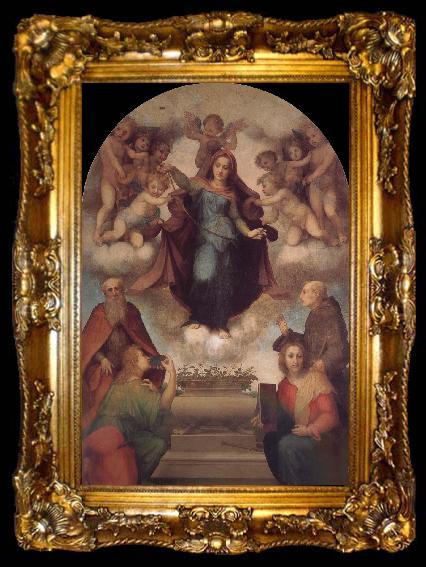framed  Andrea del Sarto Angel around Virgin Mary, ta009-2